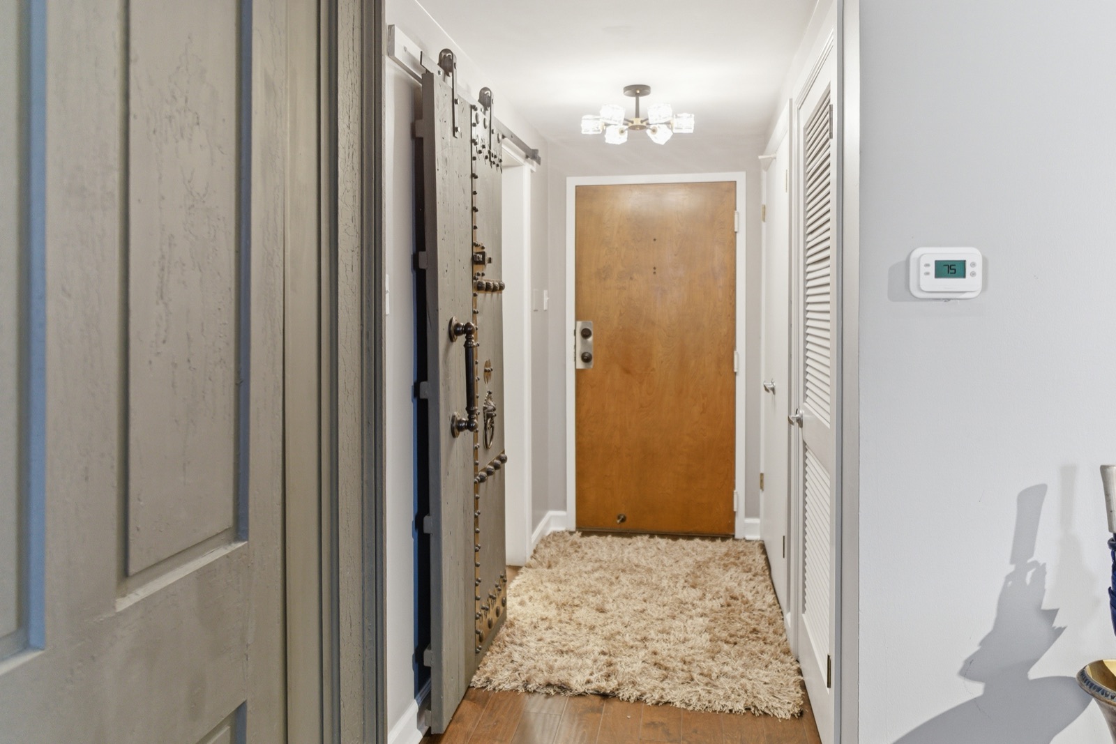Entry hall with vault-style door