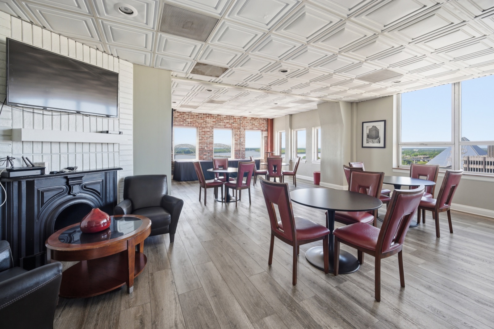 Balinese Room lounge with brick walls and river views